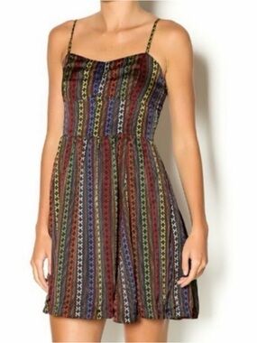 Jack by BB Dakota Multicolor Striped Spaghetti Strap Babydoll Dress Size Small